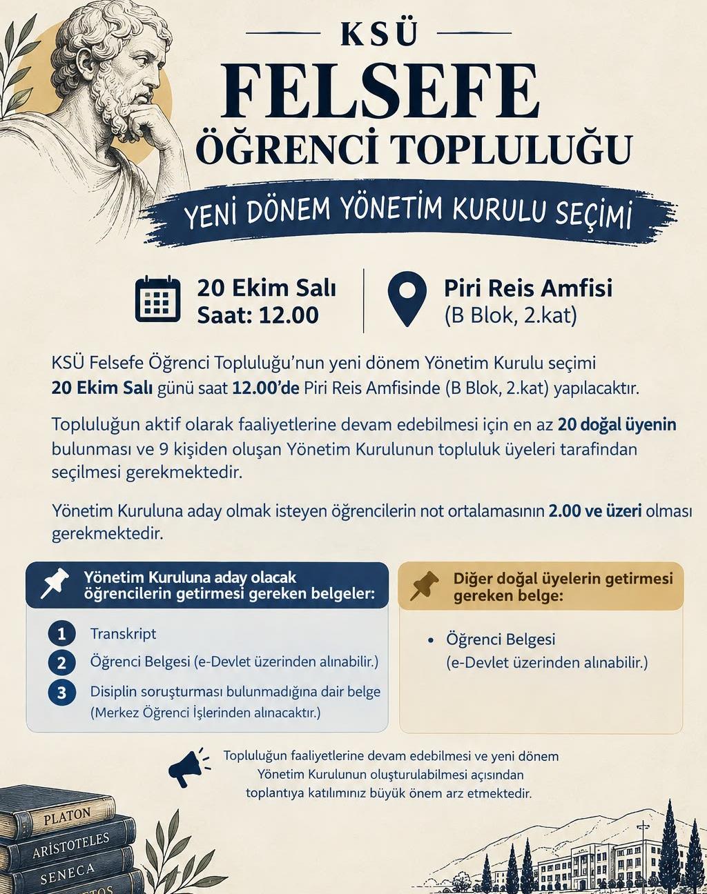 Felsefe Öğrenci Topluluğu 2026-2027 Akademik Yılı Yönetim Kurulu Seçimi